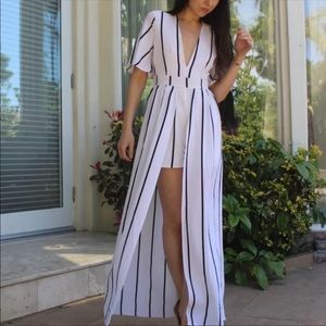 striped maxi romper
